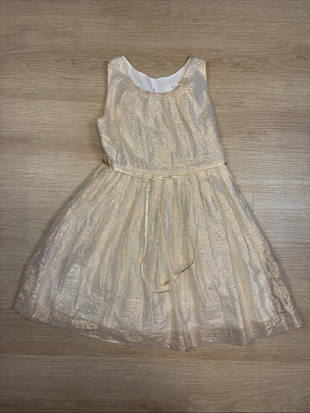 Seed Heritage Australia Girls' 5/6 Shimmery Gold Party Dress